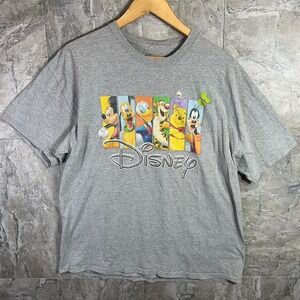 Grey Disney graphic tee with Mickey Mouse Donald Duck classic characters Mens XL